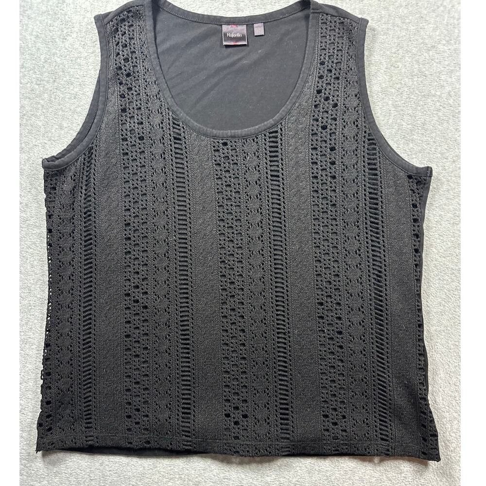 Rafaella Blouse Top Women's Size XXL Black Knitted Crochet Sleeveless Round Neck
